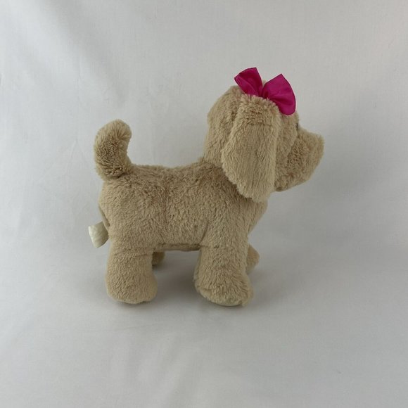 Tan Puppy Dog 10” Plush Stuffed Animal Toy w/Pink Bow Unbranded - Picture 4 of 8